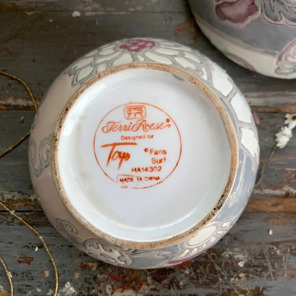 70's TERRI ROESE FLORAL HAND-PAINTED TOYO JAPAN PORCELAIN LIDDED BOWL - Picture 10 of 10